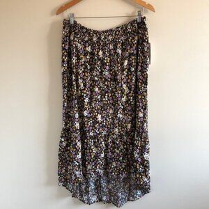 Floral maxi skirt asymmetric